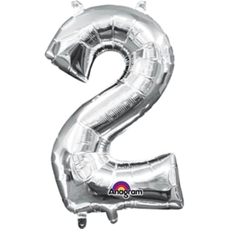 16 In. Number 2 Silver Shape Air Fill Foil Balloon